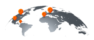 Carte du monde représentant la présence internationale