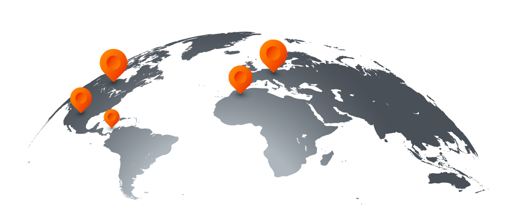 Carte du monde représentant la présence internationale