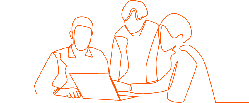 groupe de personnes collaborent devant un ordinateur